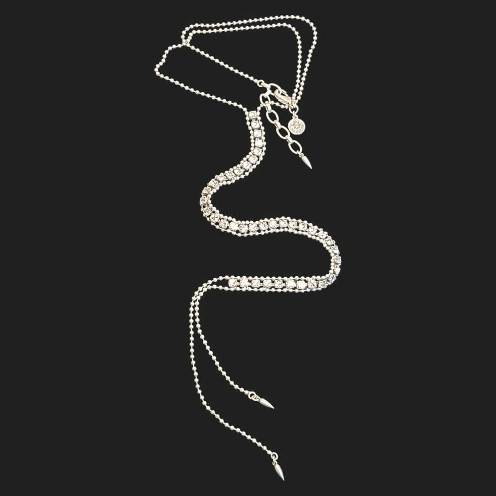 Rare Loren Hope Crystal Rhinestone Y-drop‎ Necklace 18-20" + 15" Drop